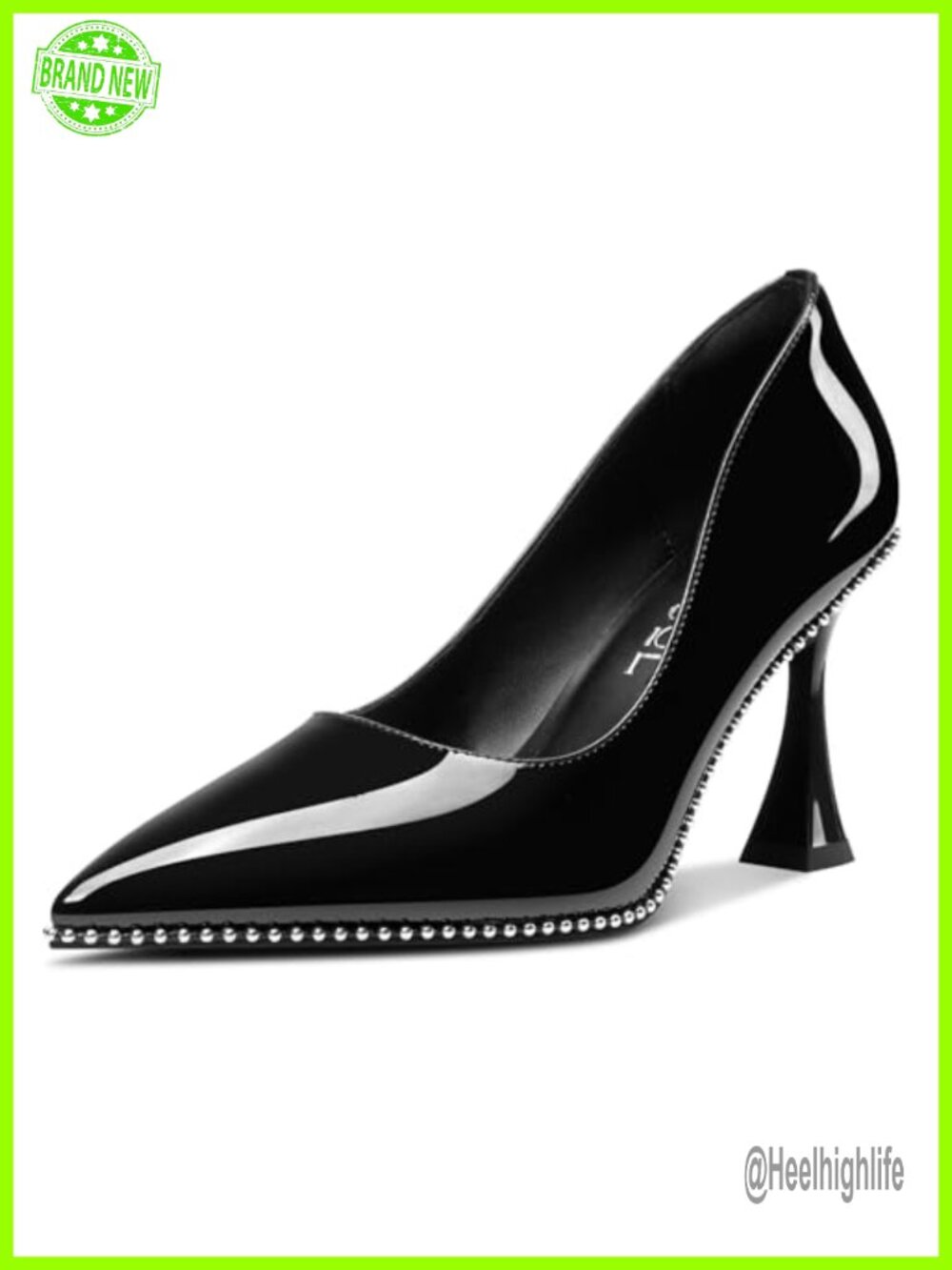 Stiletto Pumps Pointed Toe Patent Leather Kitten Heel Slip-On Party Dress Shoes